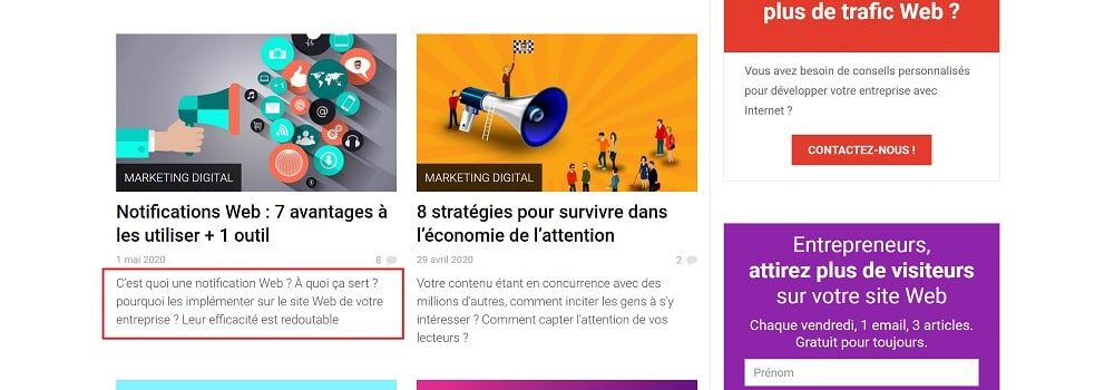 Réduisez la longueur de vos pages listes avec des extraits d’articles Affichez les extraits d’articles sur la page d’accueil et les archives