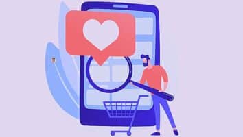 Illustration représentant un acheteur utilisant le moteur de recherche interne d'un e-commerce B2B pour trouver rapidement des produits et fluidifier le parcours d'achat.