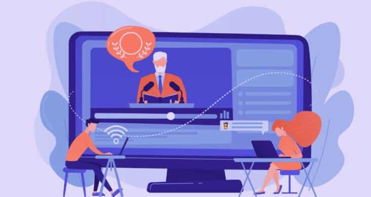 Expert B2B s’adressant en ligne à une audience professionnelle lors d’une collaboration d’influence