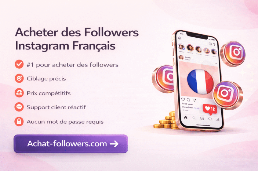 Acheter des followers Instagram français avec Achat-followers.com Visuel promotionnel d’Achat-followers.com pour acheter des followers Instagram français avec ciblage précis et sans mot de passe
