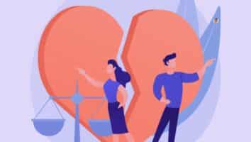 Illustration d’équipes divisées devant un cœur brisé symbolisant une mauvaise utilisation de HubSpot CRM et des processus commerciaux désorganisés.