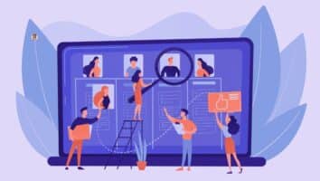 Illustration d’un recrutement en ligne montrant des candidats sélectionnés sur une plateforme numérique pour renforcer la marque employeur.