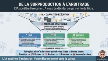 IA et pilotage stratégique : arbitrer entre SEO, IA et contenu pour concentrer l’exécution sur la valeur business.