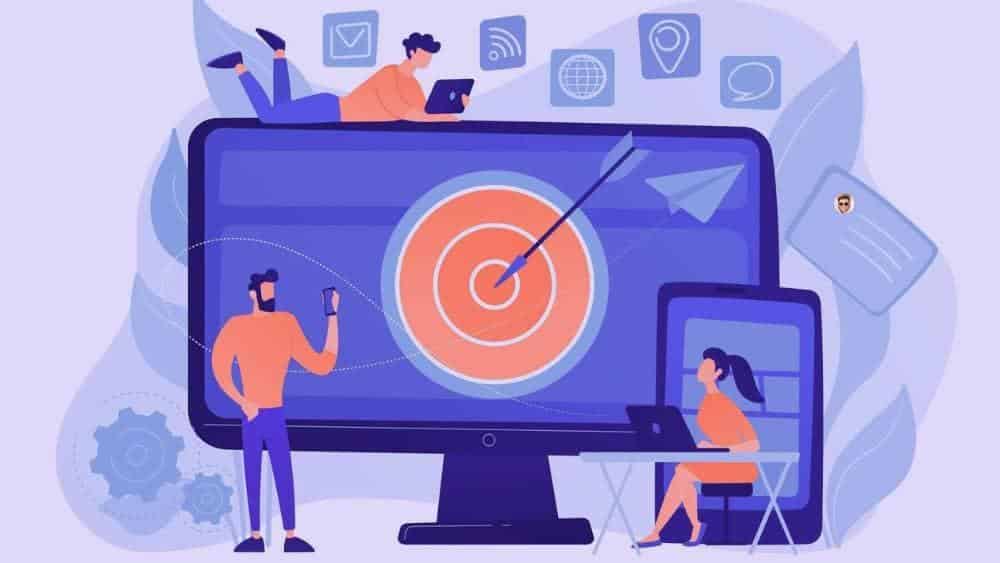 Adapter les arguments de votre page de vente aux décideurs B2B Illustration d’une équipe ciblant les enjeux du prospect pour adapter les arguments d’une page de vente B2B